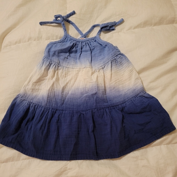 Cat & Jack Toddler Girls Spaghetti Sleeveless Dress Blue Dip Dye Size 12M - Picture 1 of 5